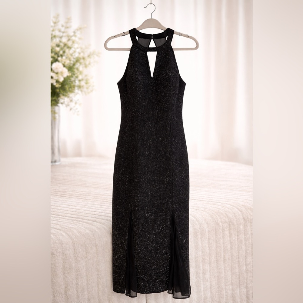 Night Way Collections Glittering Black Backless Dress